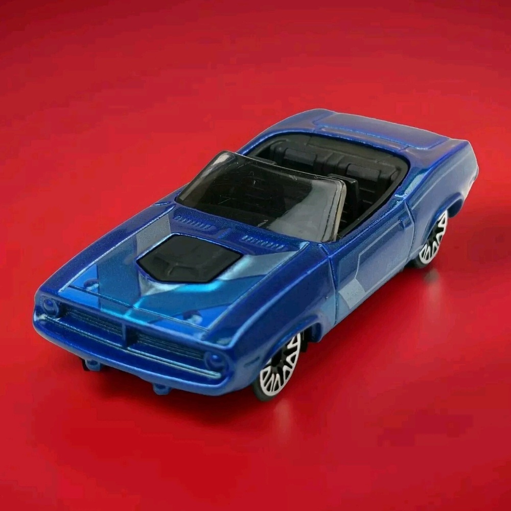 Hot Wheels 1971 Plymouth Cuda Convertible Metallic Blue Diecast Classic Muscle